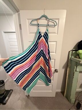 Tommy Bahama Navy, Teal and Coral Striped Sundress